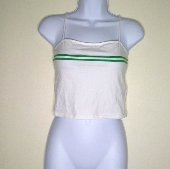 Forever 21 Tops - Forever 21 White and green striped crop top